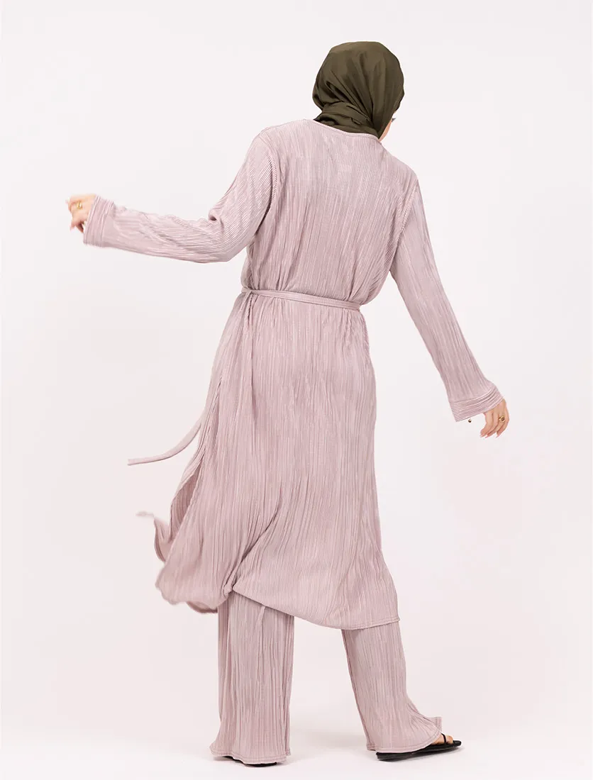 Pink Long Plisse Co Ord